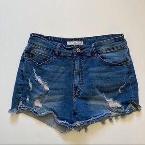 KanCan High Waist Distressed Jean Shorts